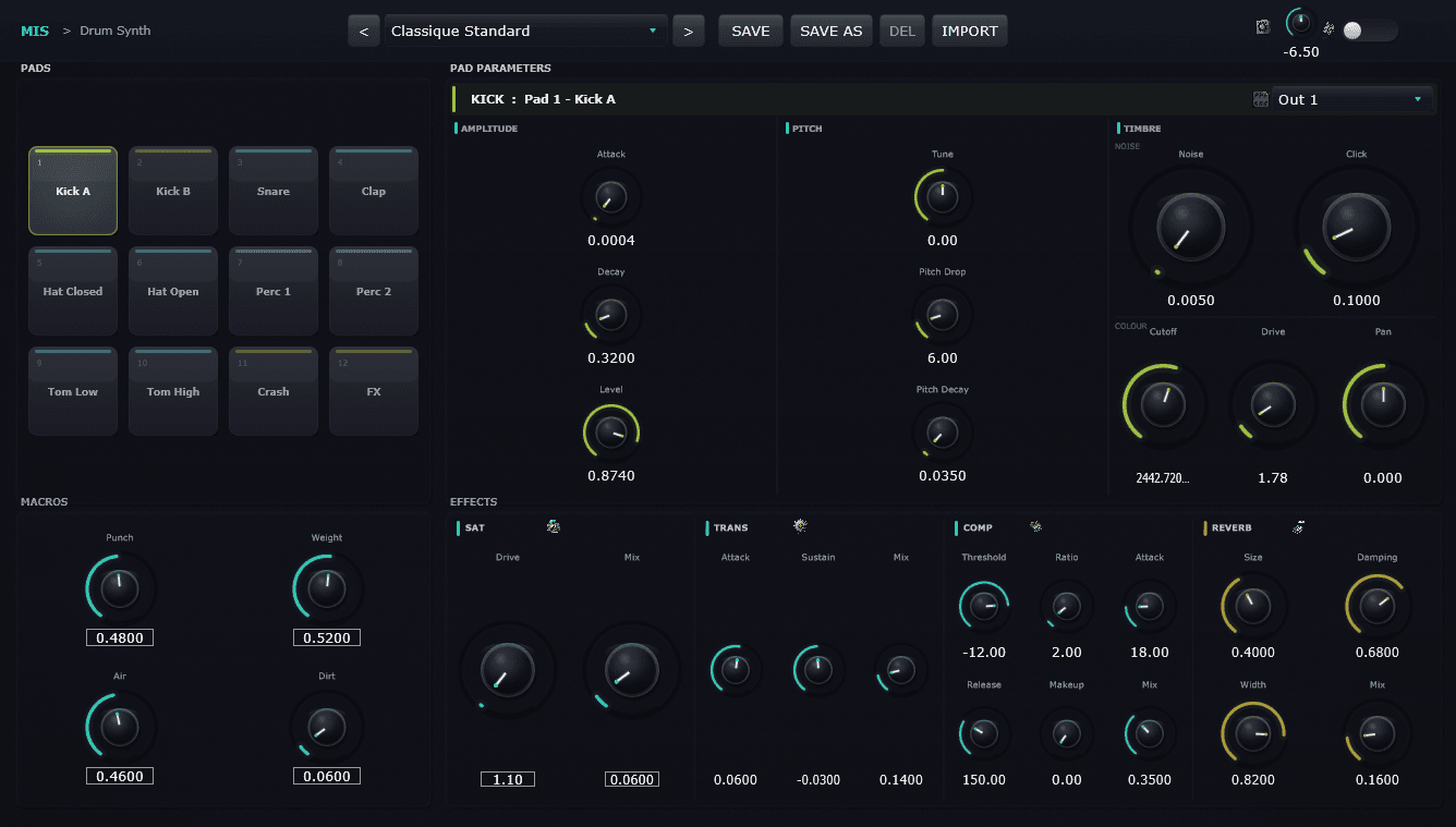 UWdeVST_drum screenshot