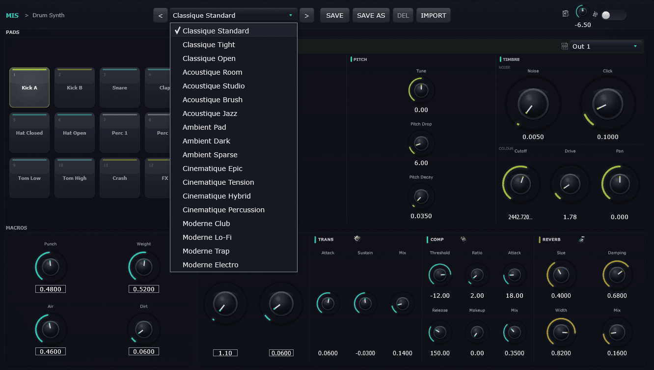 UWdeVST_drum screenshot