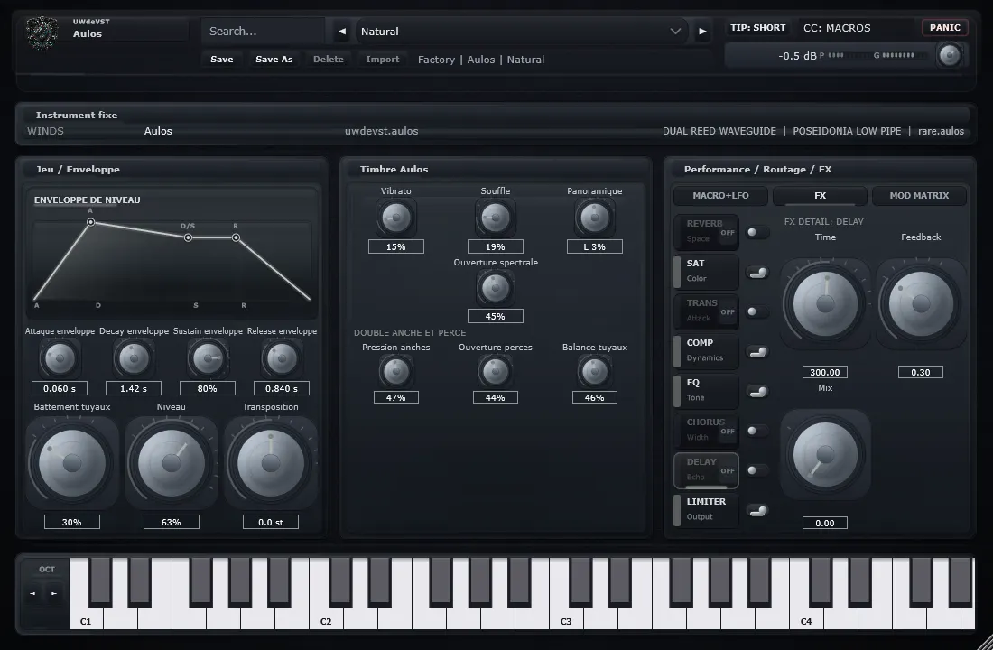 Interface de Aulos dans UWdeVST_Aulos
