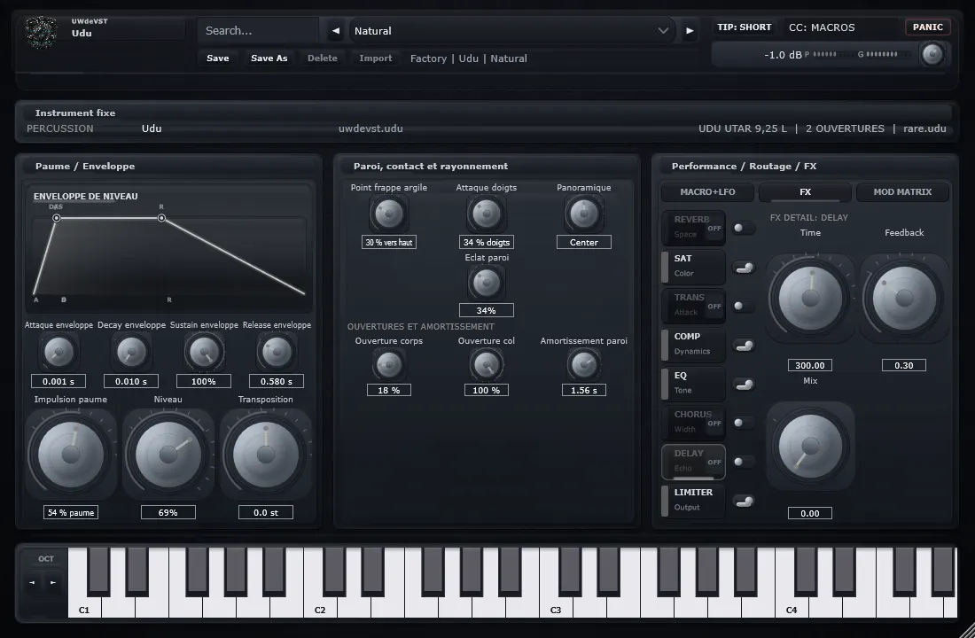 Interface de Udu dans UWdeVST_Udu